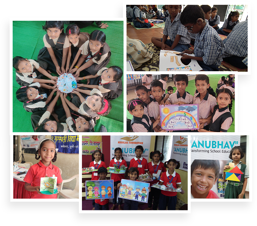 Students participating in an Anubhav activity